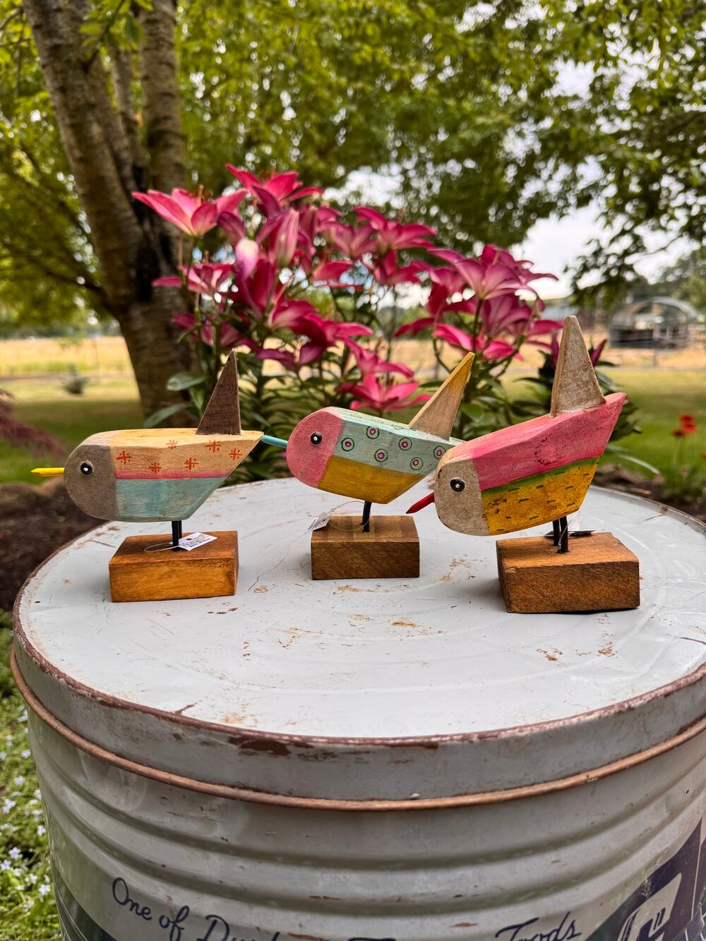 Wood Bird Set Songbirds Set of 3 Home Decor Bundle Handpainted Bird Lover Gift